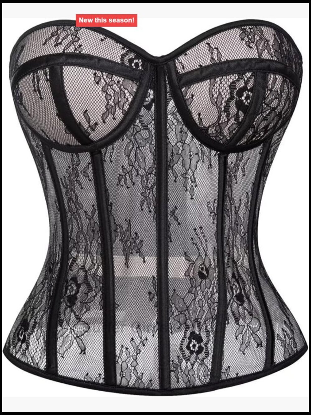 Mesh Corset Top Overbust Bustier Lace Up Shapewear